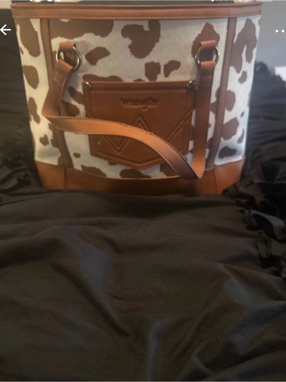 Wrangler Brown and White Cowhide Pattern Tote